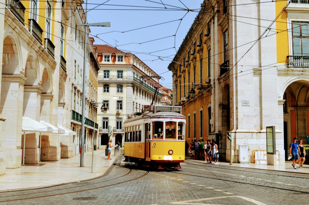 Lisbon tram ride through historic district