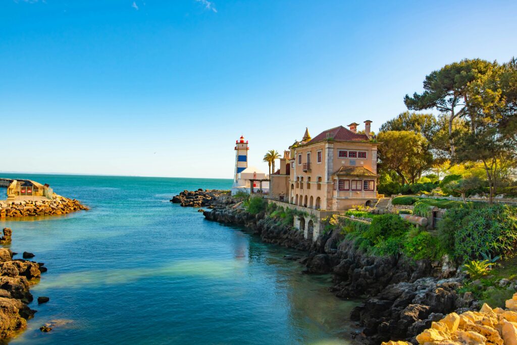 Cascais coastline and lighthouse in spring